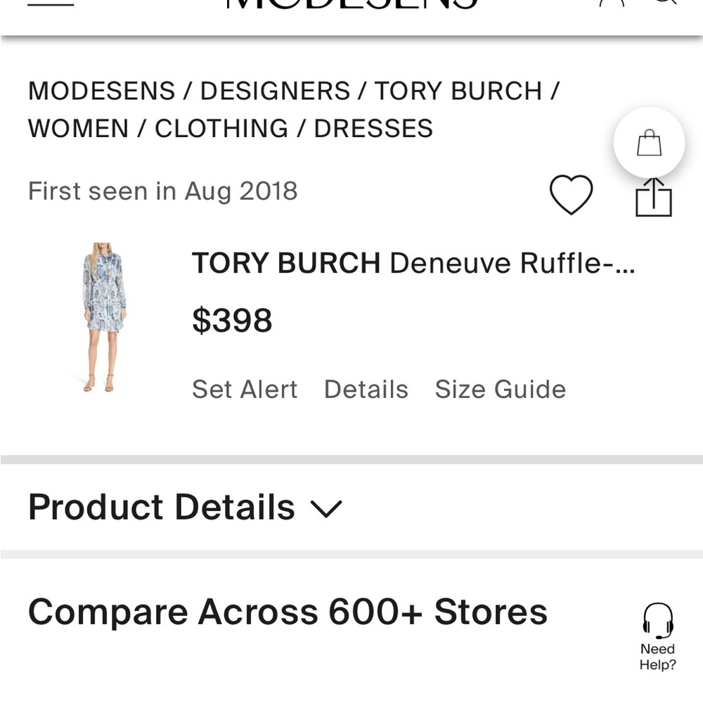 Tory Burch Blue and White Paisley Tie-Waist Mini Dress - Picture 3 of 12
